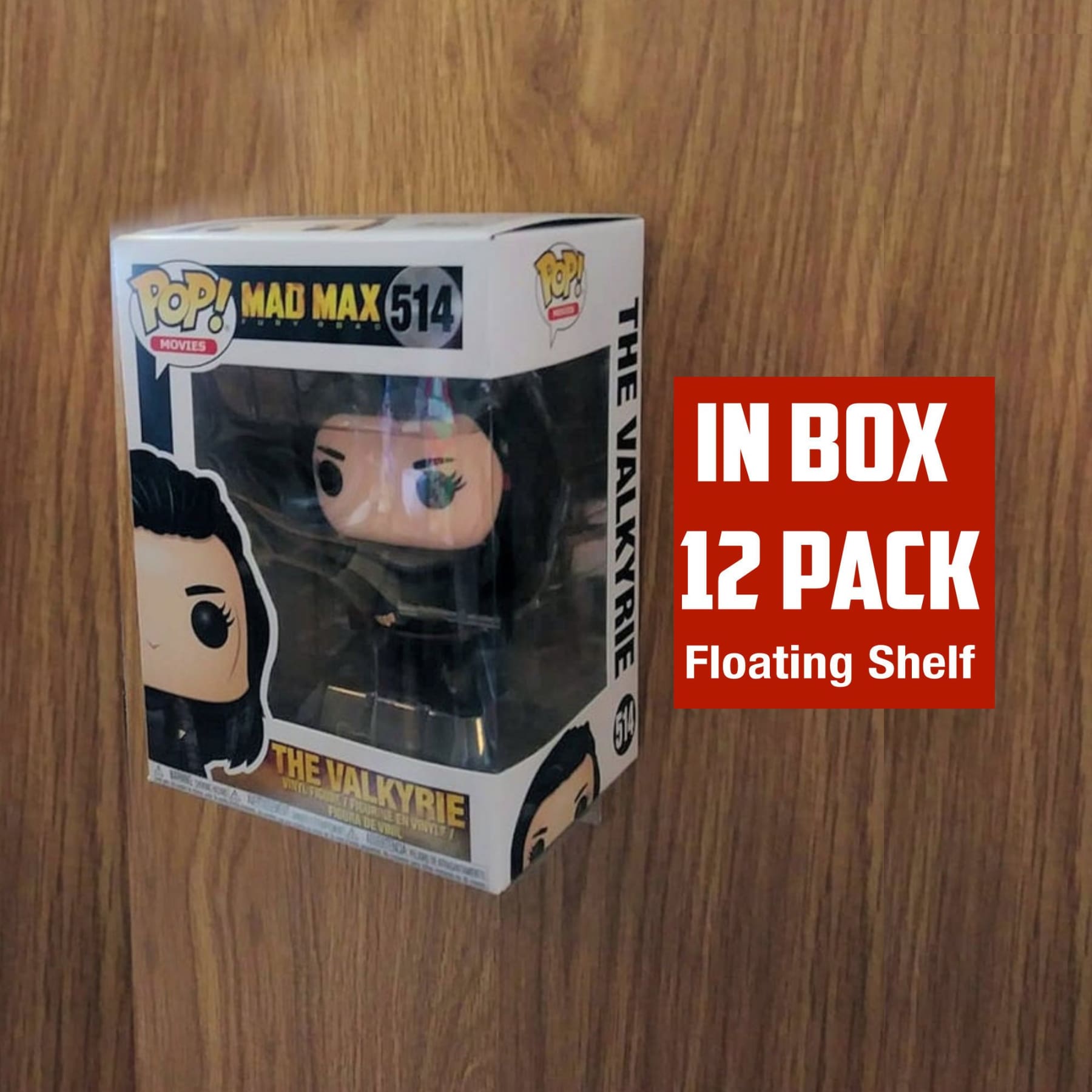 12 Pack For in Box Funko Pop Vinyl: Clear Acrylic Wall Stand, Stick On, Single Floating Shelf less, No Nails or Screws