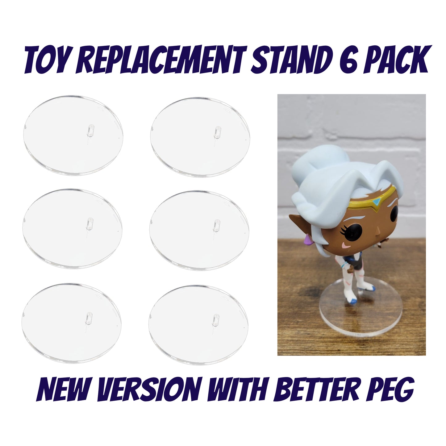 Acrylic Base Toy Stand Replacements, ideal for Funko Pop Vinyl NEW VERSION