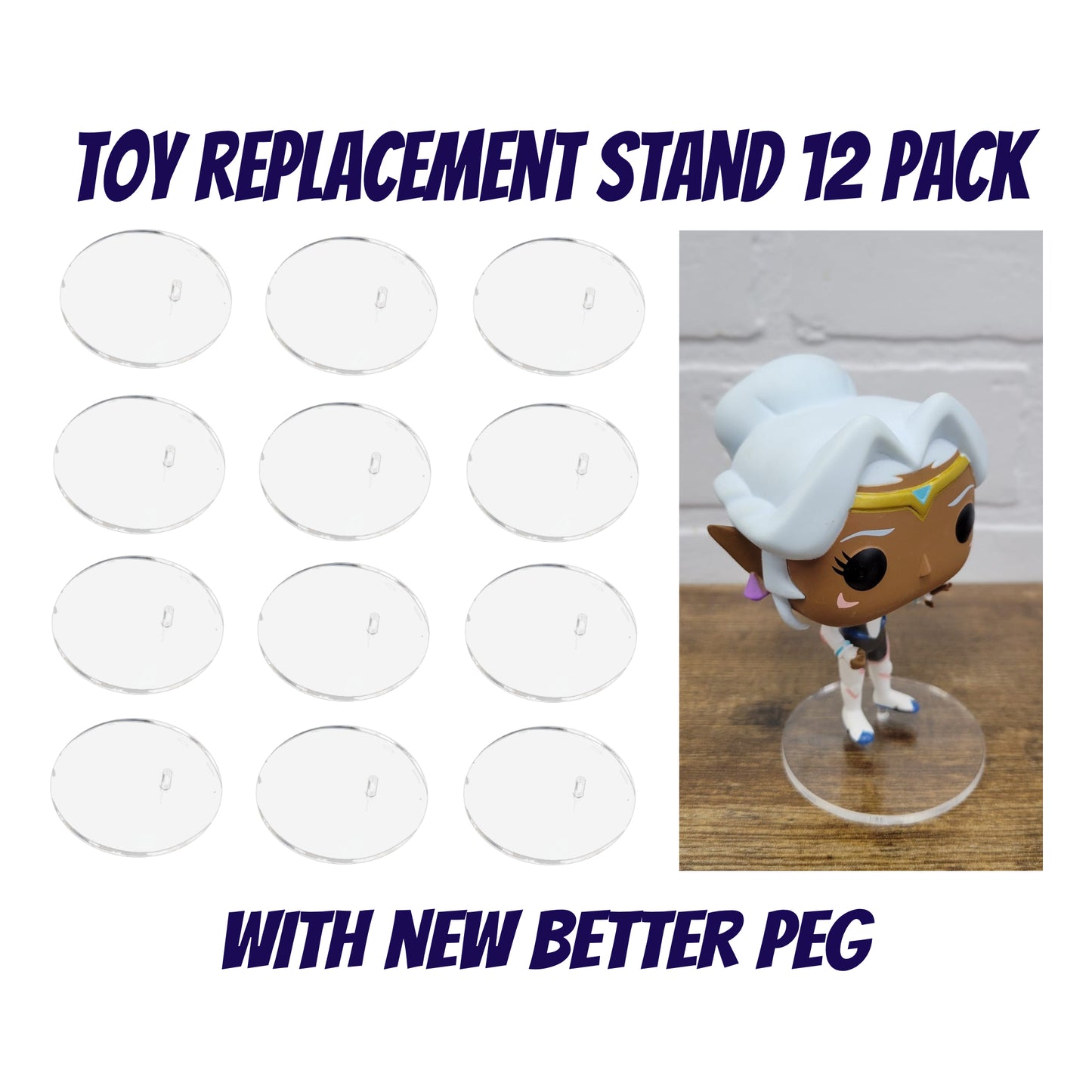Acrylic Base Toy Stand Replacements, ideal for Funko Pop Vinyl NEW VERSION