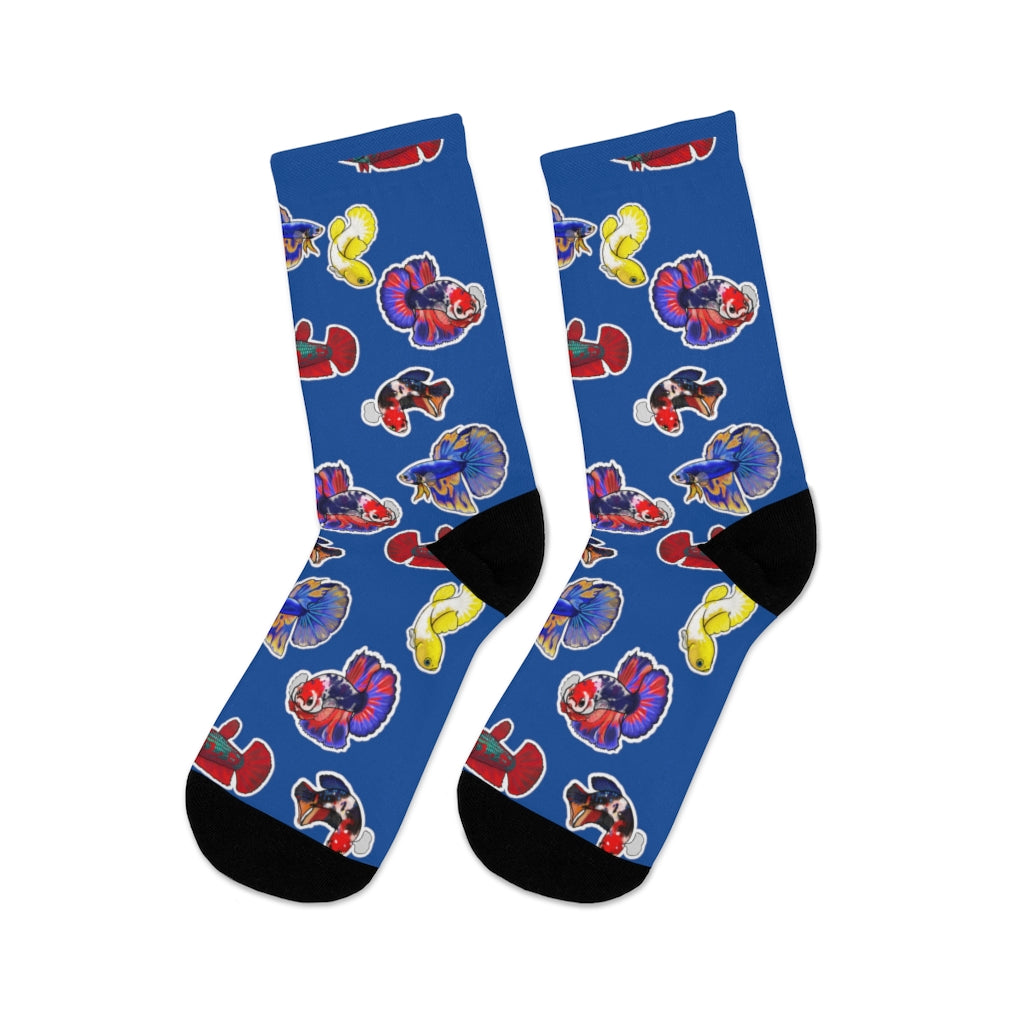 NWBettas "I love Bettas" Blue Socks