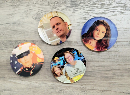 Custom Made Plexiglass Round Coasters Family Photo, or any theme ideal for Valentines Day