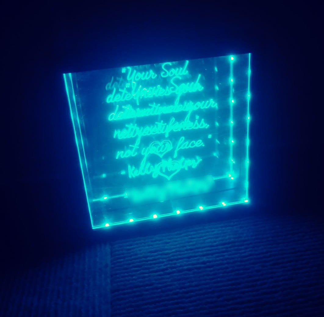 Infinity Mirror LED Lamp with Custom Quote
