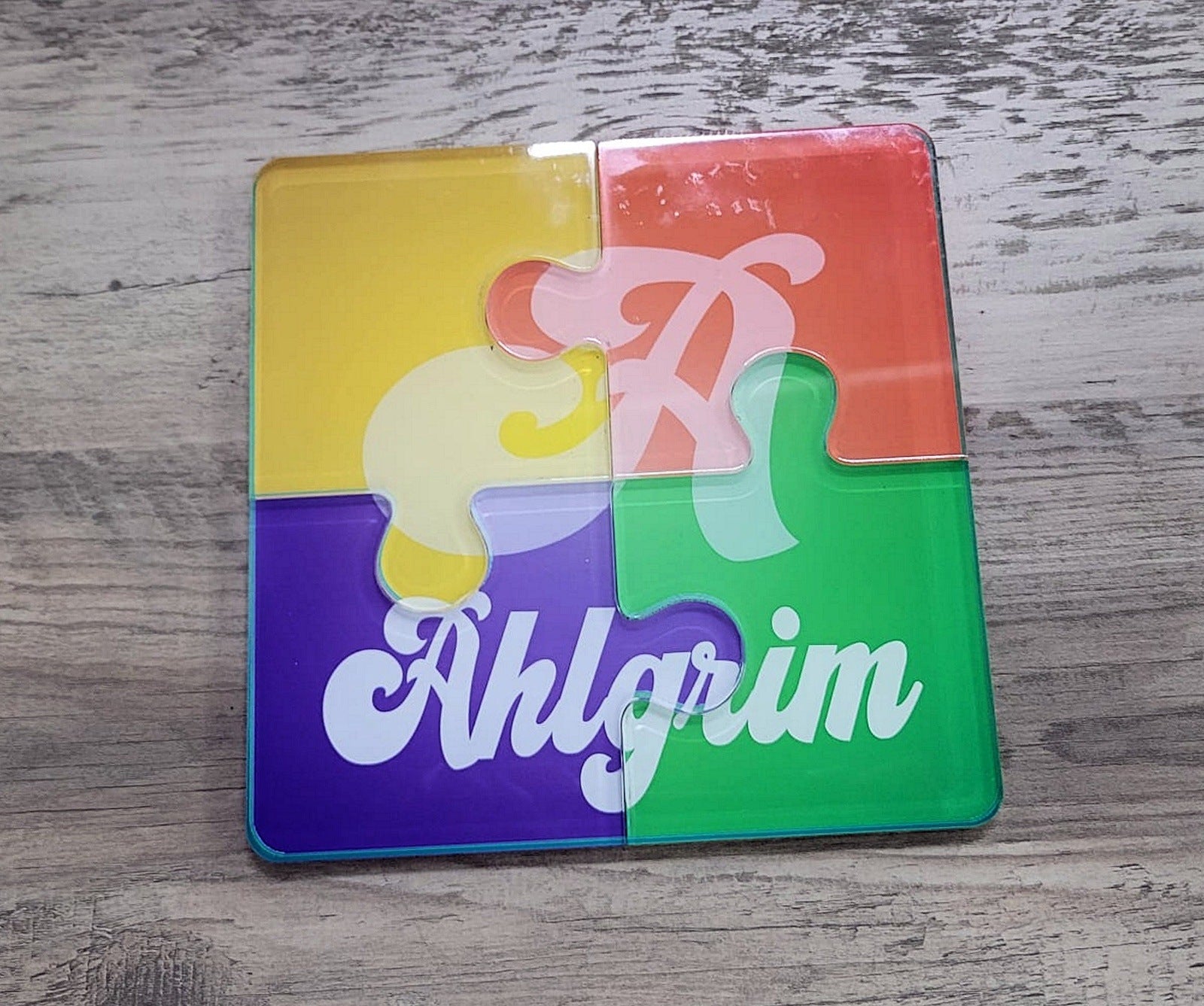 Custom Made Plexiglass Puzzle Coasters Family Photo, or any theme ideal for Father Day