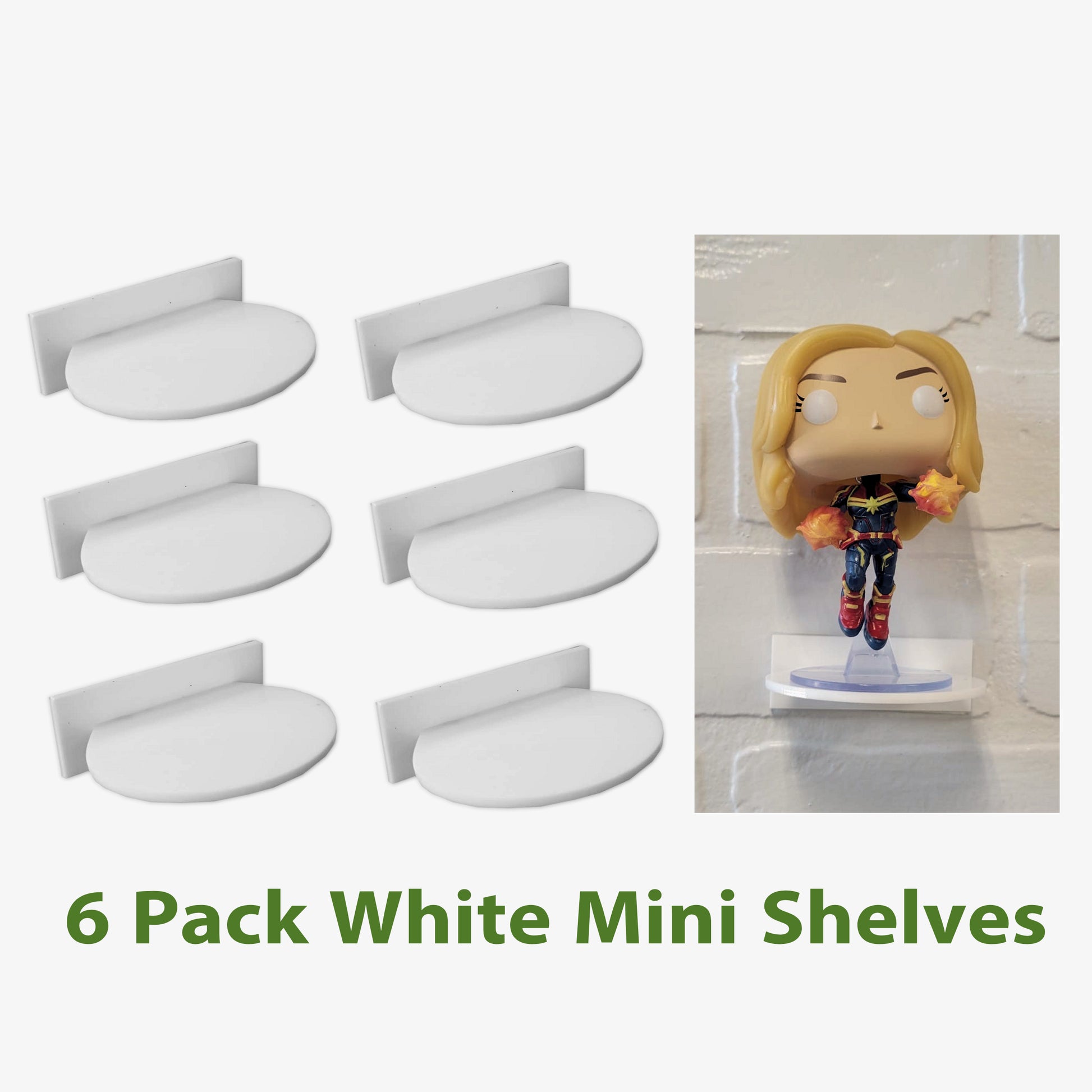 For Funko Pop Vinyl or Funko Pin, White Acrylic Wall Stand, Stick On, Single Shelf No Nails or Screws