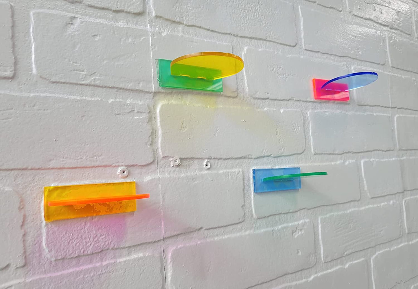Funko Pop Vinyl Acrylic Wall Stand, Stick On, Single Shelf Neon Colors Mix and Match No tape Version