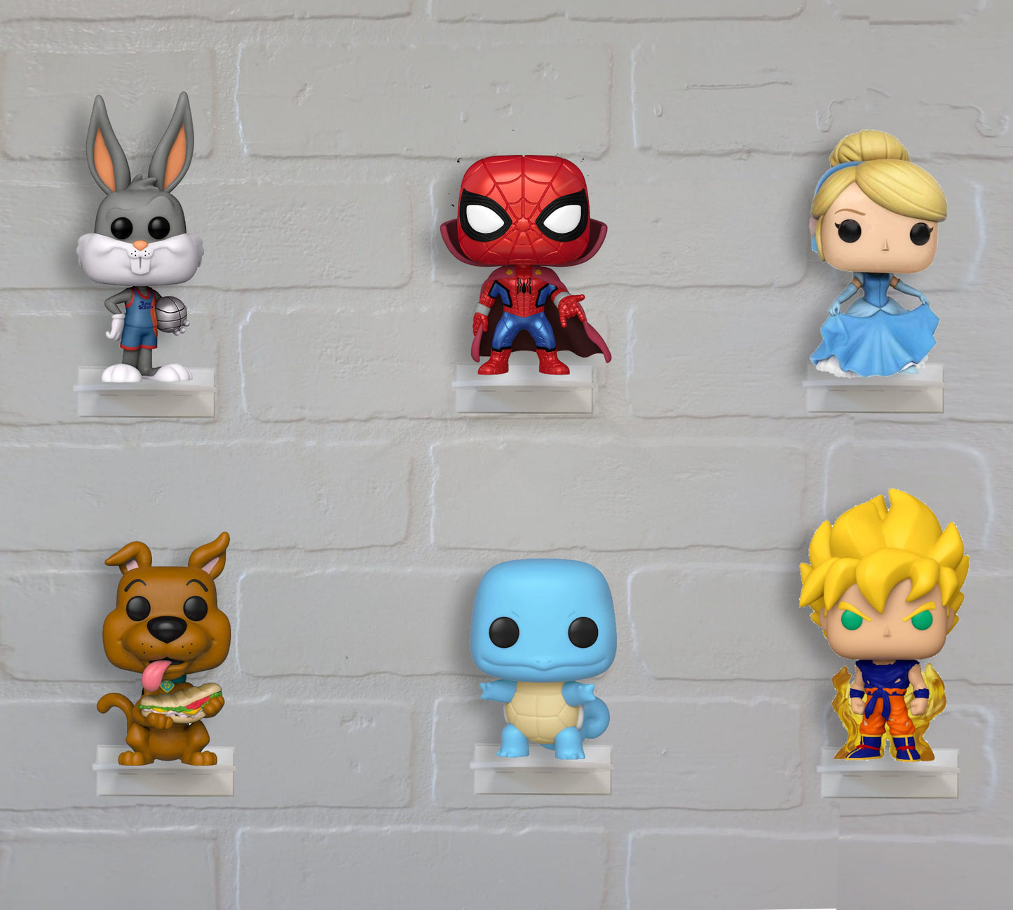 For Funko Pop Vinyl: 6+ Clear Acrylic Wall Stand, Single Shelf Not Double Tape version