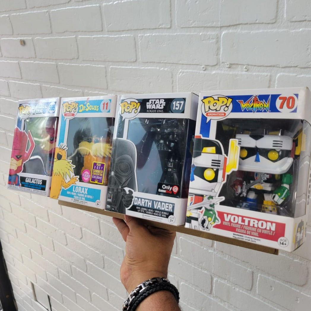 Wall Display Case for 4 Boxed Funko Pop, Bordeless, Shelfless, No Assembly Required, just Hang on