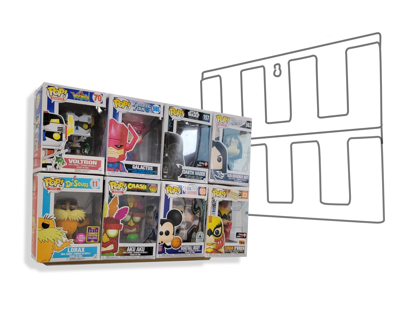 Wall Display Case for 8 Boxed Funko Pop, Bordeless, Shelfless, No Assembly Required, just Hang on