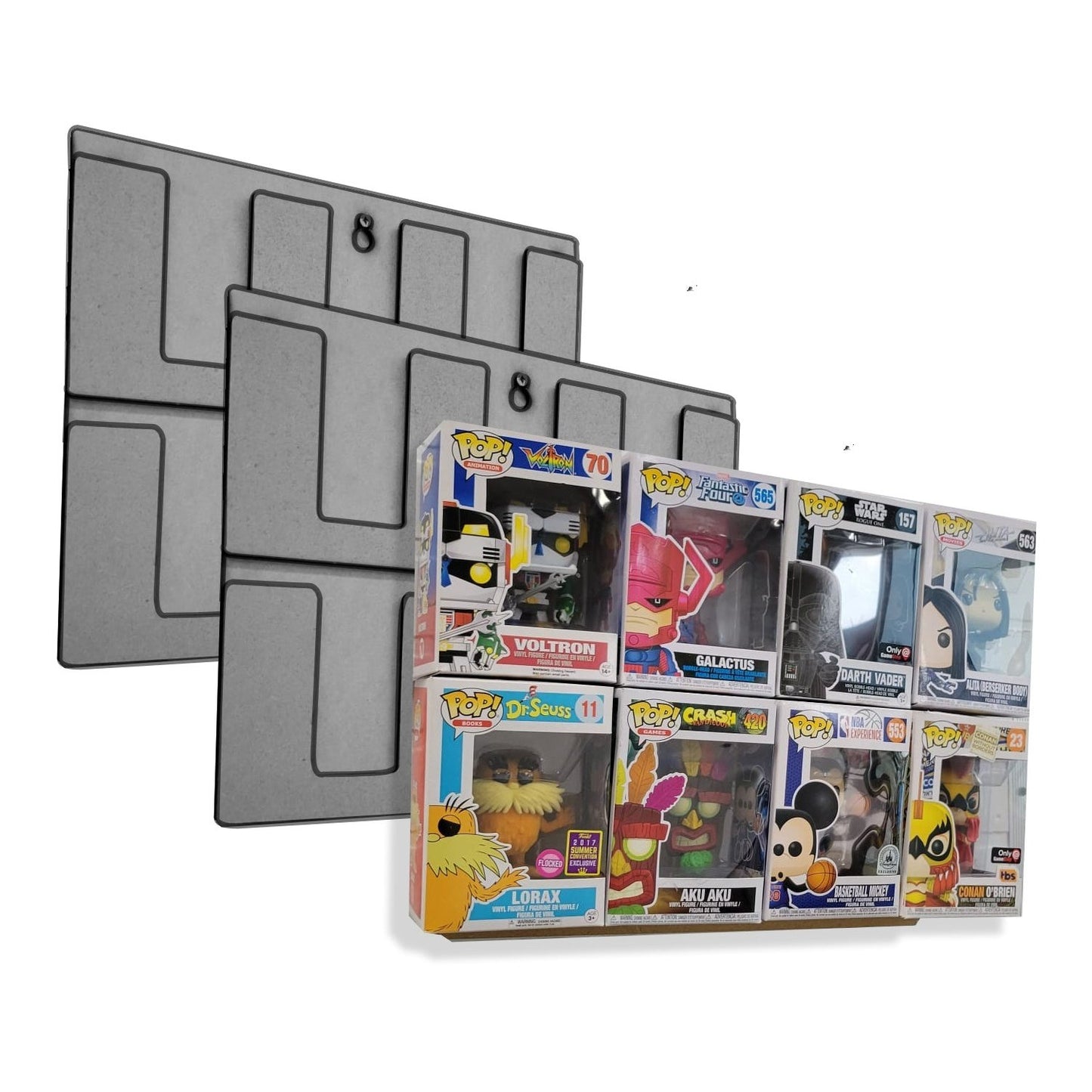 3 Pack: Wall Displays for 8 Boxed Funko Pop each, Bordeless, Shelfless, No Assembly Required, just Hang on