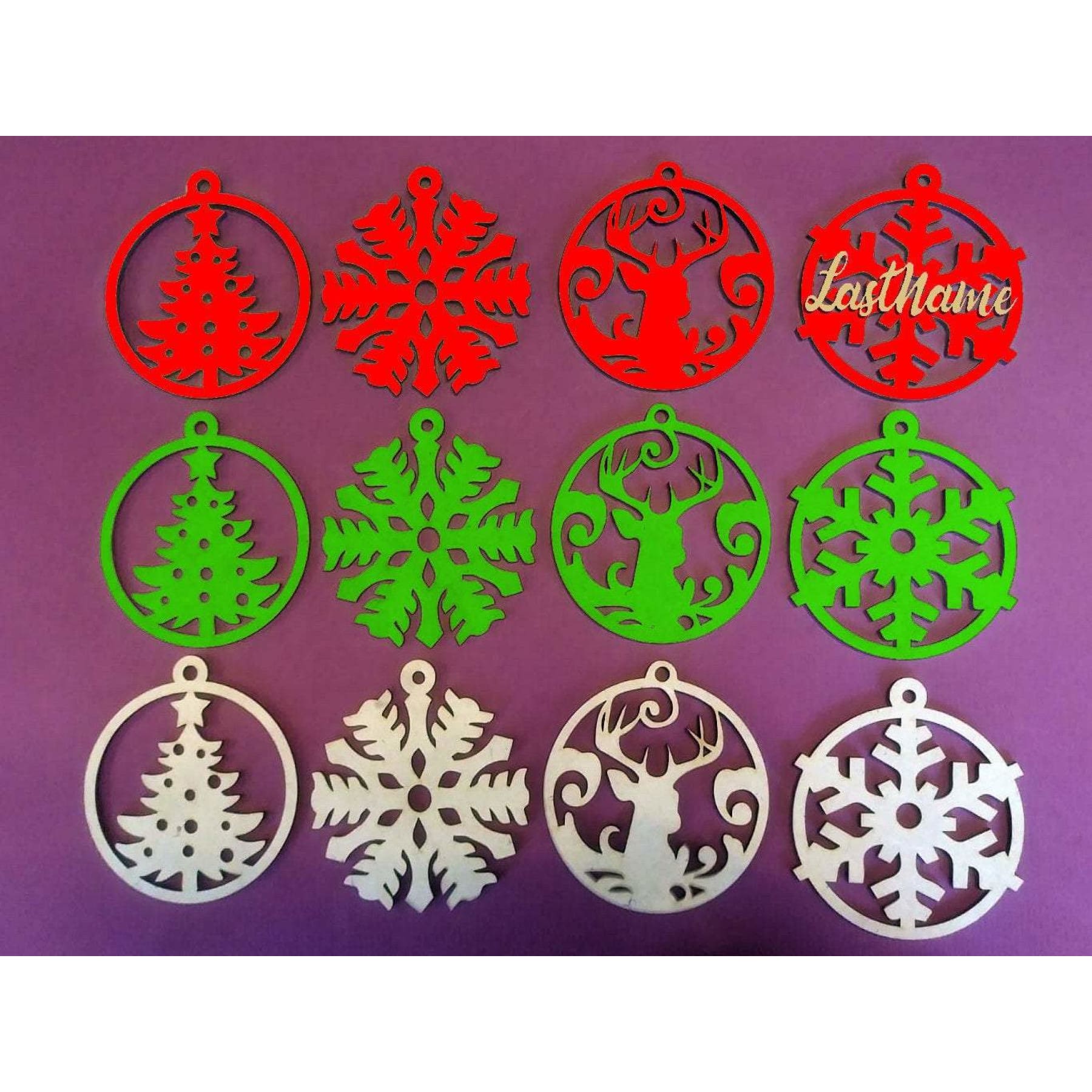 Christmas Ornaments, 12 Pack with case, Custom name