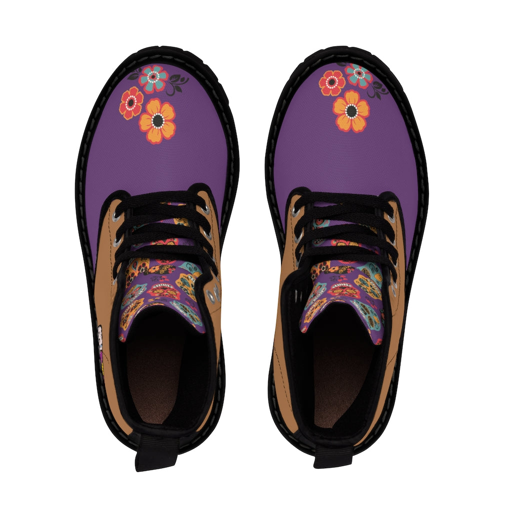 Sugar Skulls, Colorful Women's Martin Boots