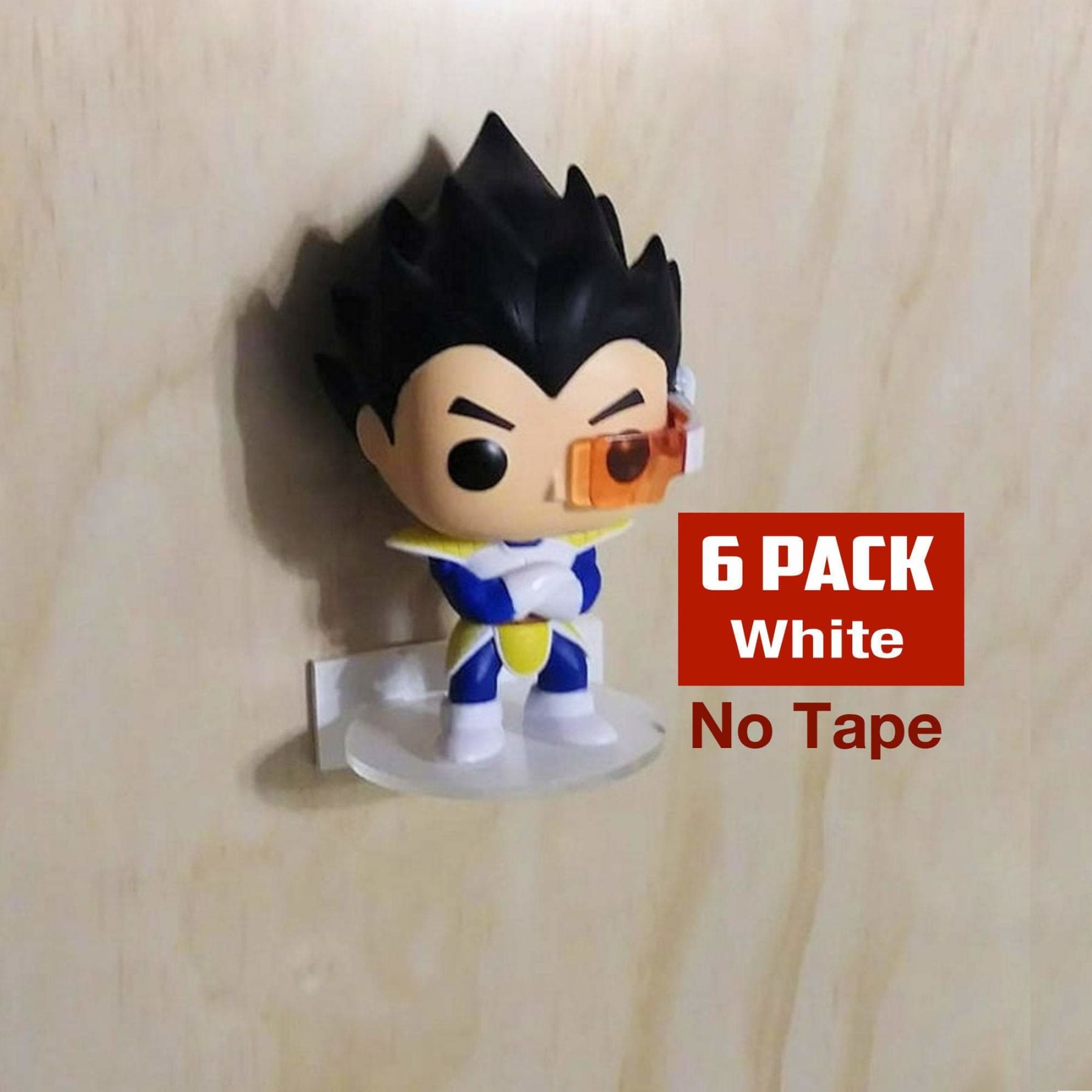 For Funko Pop Vinyl: 6+ White Acrylic Wall Stand, Single Shelf Not Double Tape version