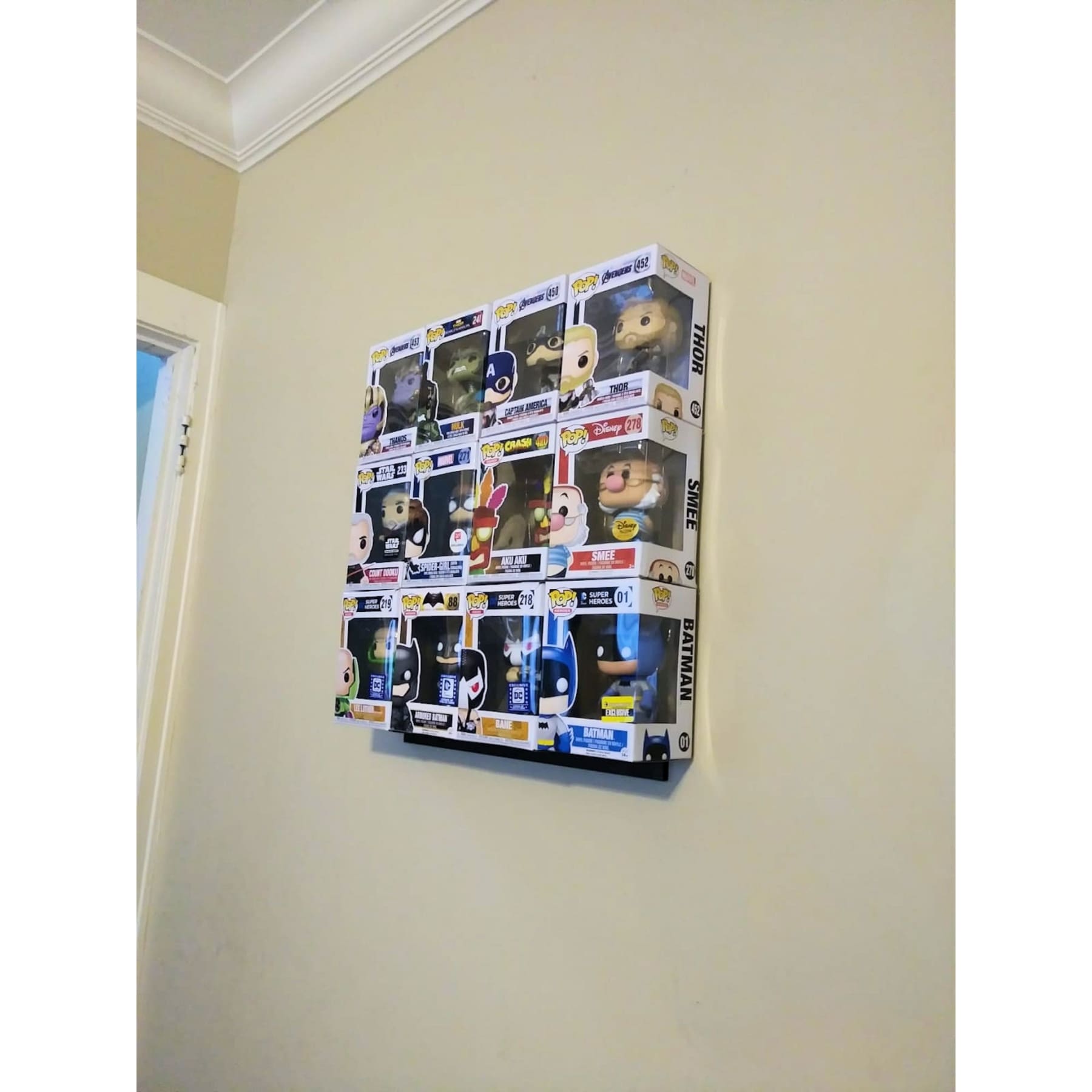 In Box Funko Pop, Wall Display Case, Frameless, Shelfless, No Assembly required, just hang on