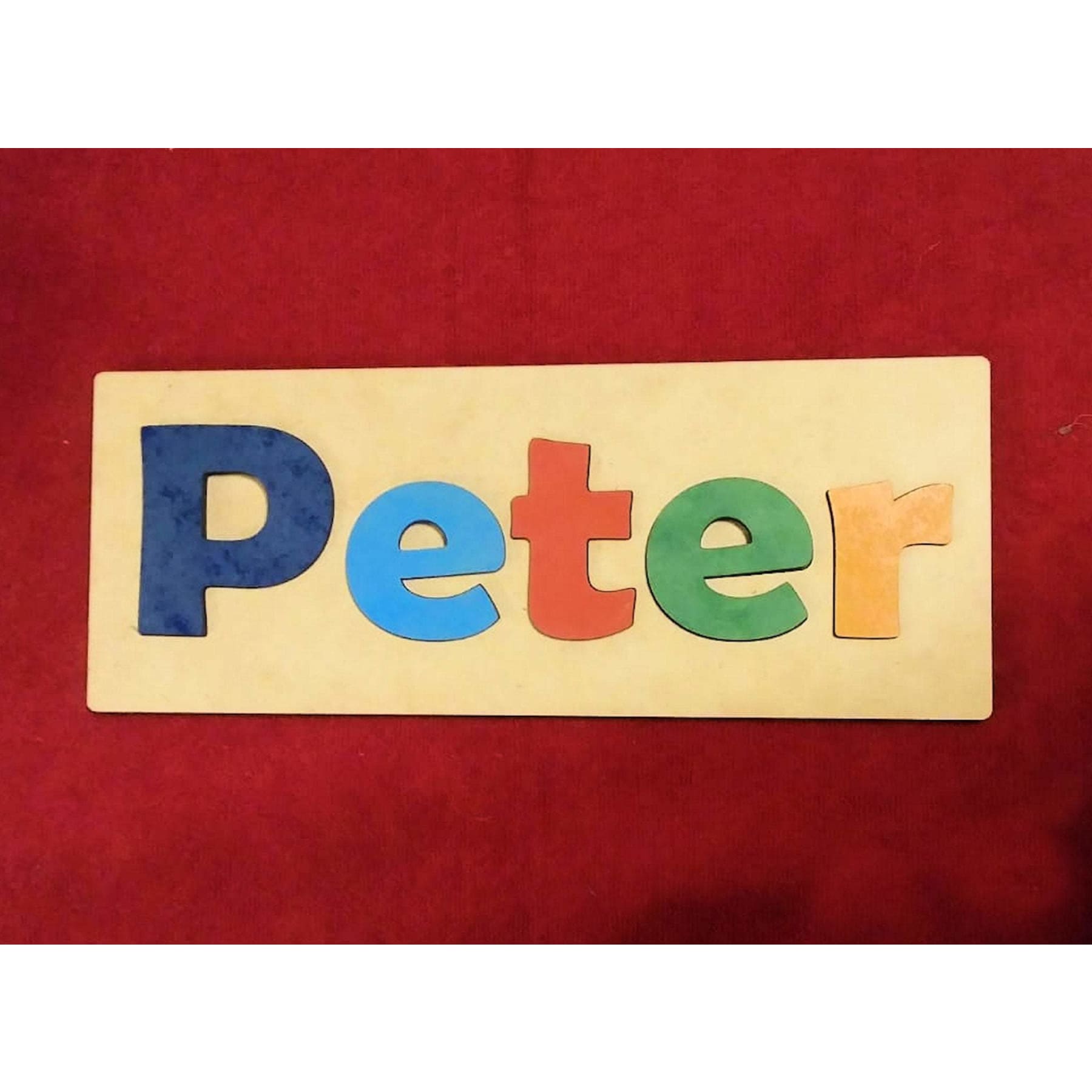 Kids Custom Name Puzzle Vintage Style, Colorful Wall Decor