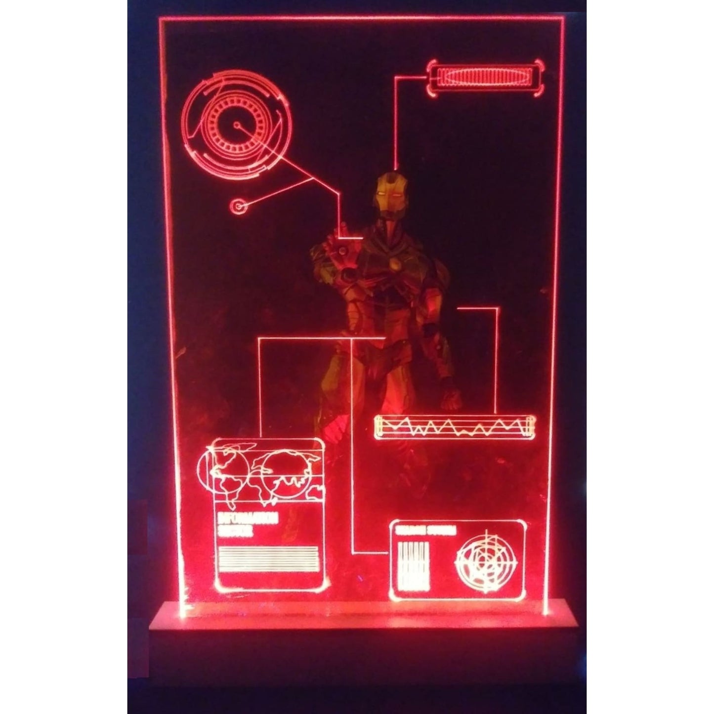 LED Diorama for Iron Man, Black Panther, Dr Strange and more, many sizes. Night Lamp