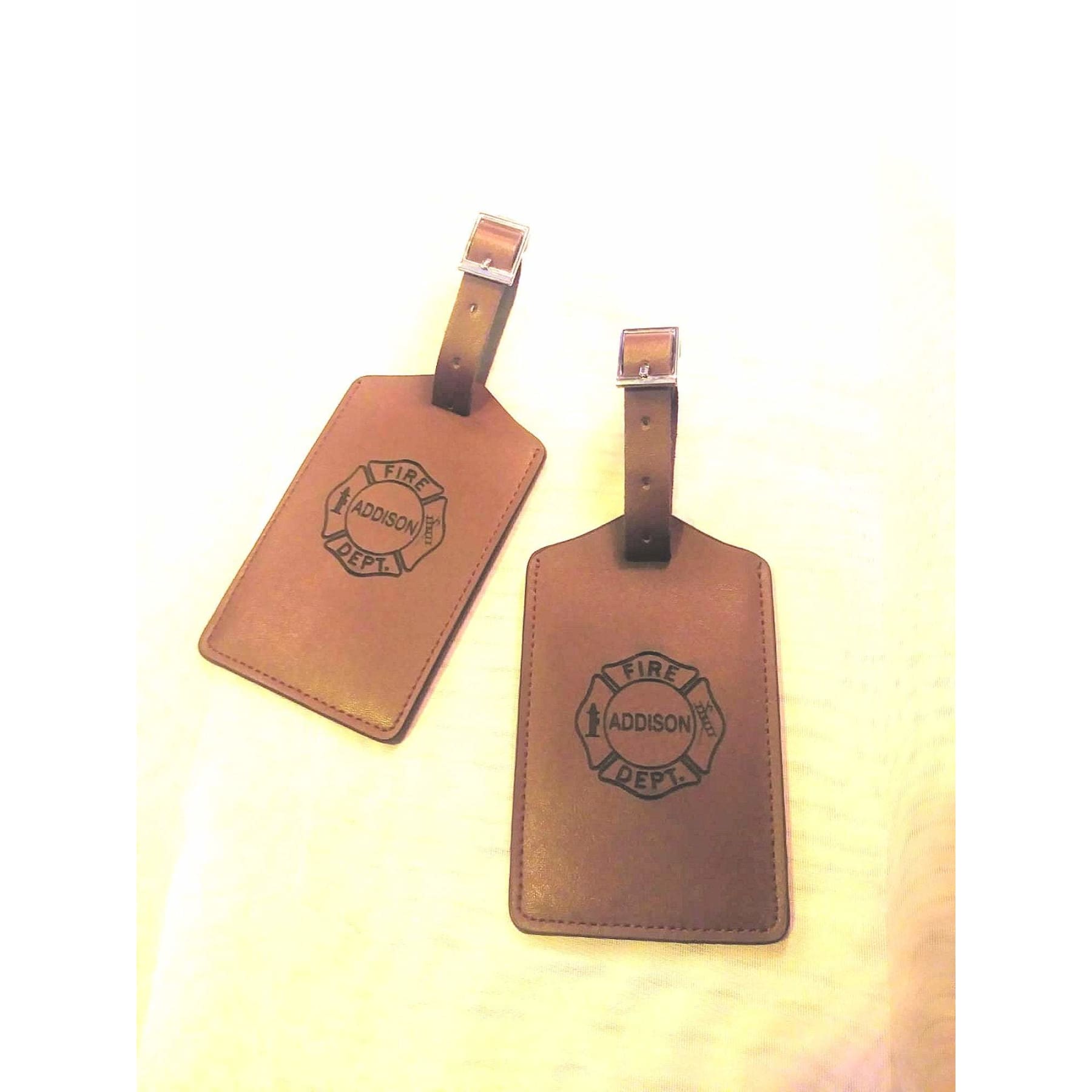 Men Gift: 2 Elegant Leather Travel Tags with Custom Logo or name