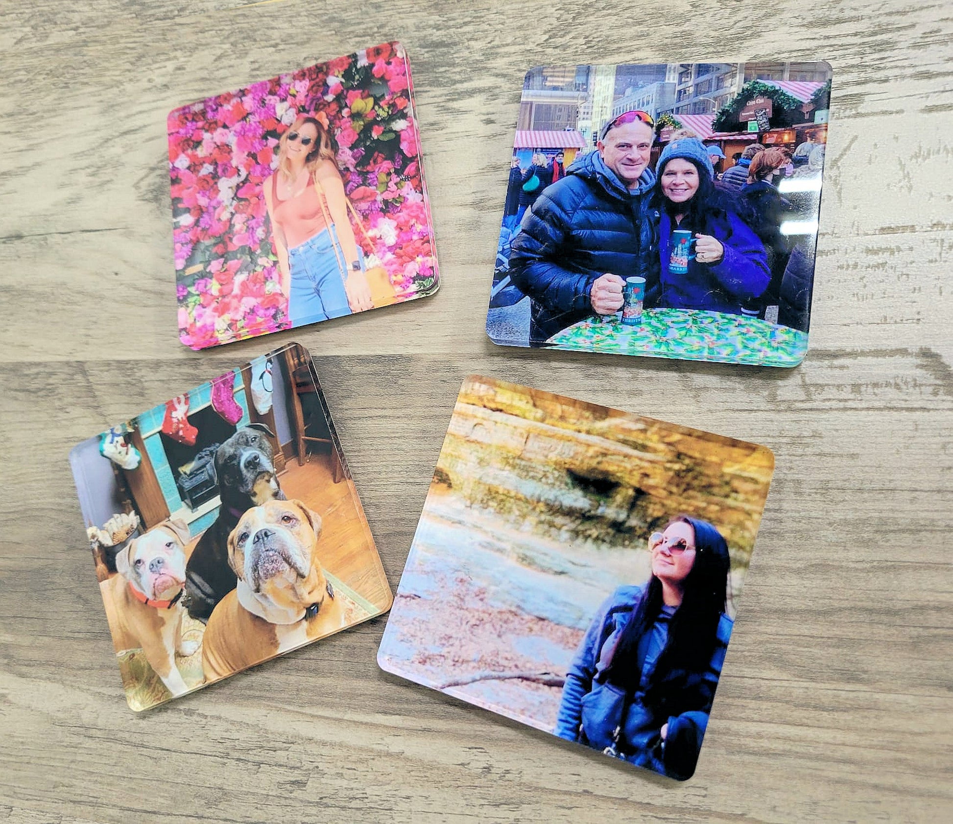 Custom Made Plexiglass Square Coasters Family Photo, or any theme ideal for Valentines Day