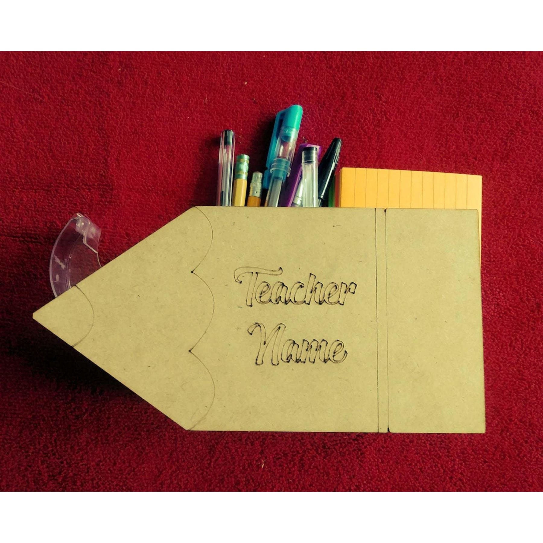 Teacher Custom Name Appreciation Gift Pen Tape Notes Holder